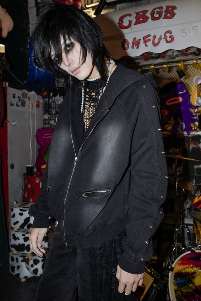 Bizzcut Club Yesterday Knight Subculture Zipper Gothic Rivet Coat Jirai Kei Fashion