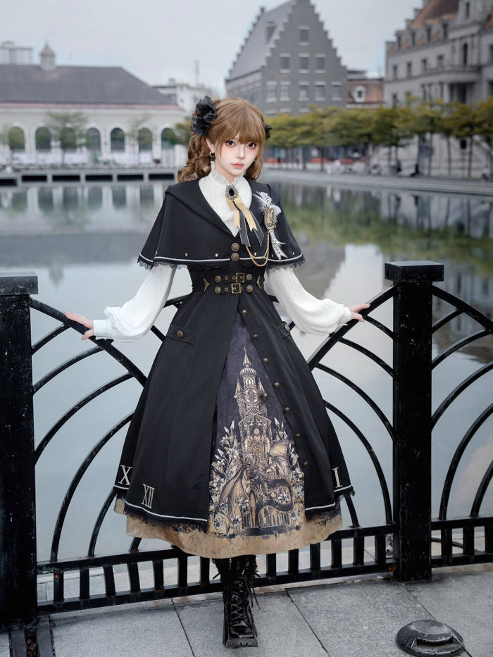Unchartde Stars The Night Patrol Bell Classic Lolita Skirt, Blouse and Coat
