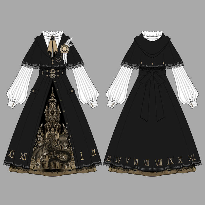 Unchartde Stars The Night Patrol Bell Classic Lolita Skirt, Blouse and Coat