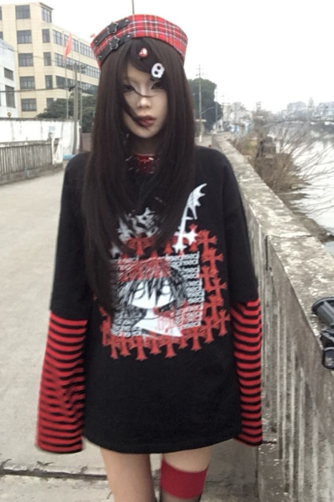 Bizzcut Club Subculture Punk Patchwork Two Pieces Top with Rock style elements - my-lolita-dress.com