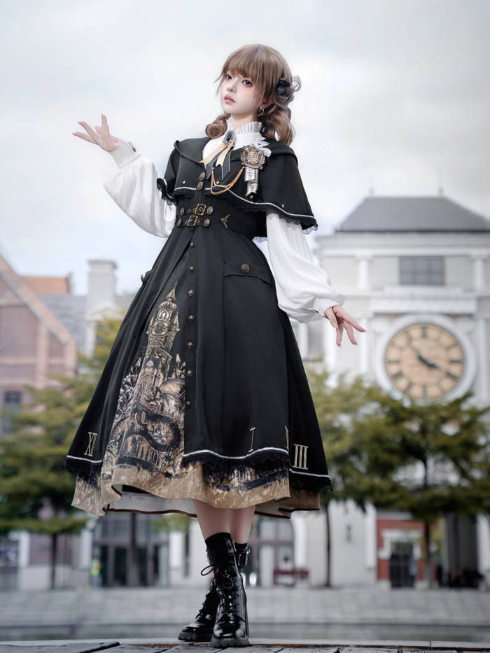 Unchartde Stars The Night Patrol Bell Classic Lolita Skirt, Blouse and Coat