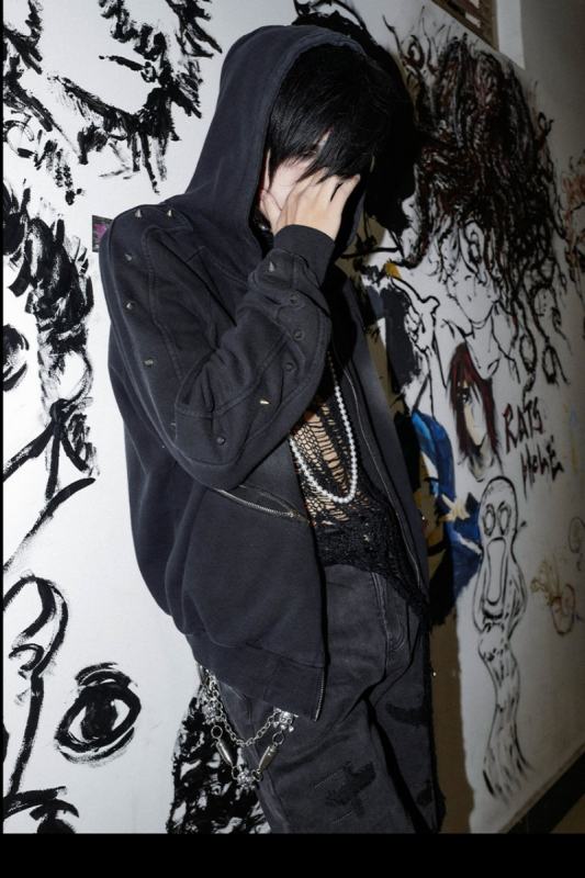 Bizzcut Club Yesterday Knight Subculture Zipper Gothic Rivet Coat Jirai Kei Fashion