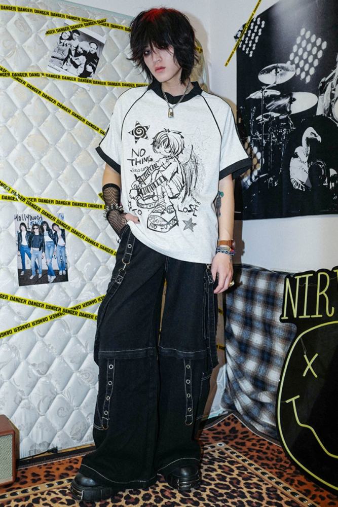Bizzcut Club Stubborn Angel Illustration T shirt Jirai Kei Fashion