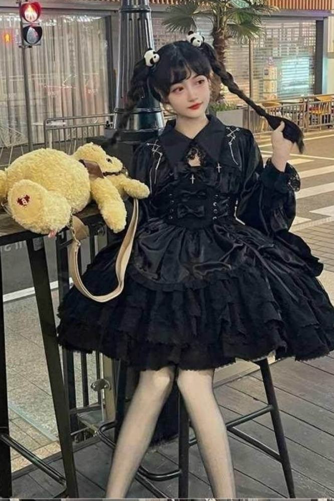 Hanguliang    Cross Medal  BlalkGothic Lolita JSK and Bolero