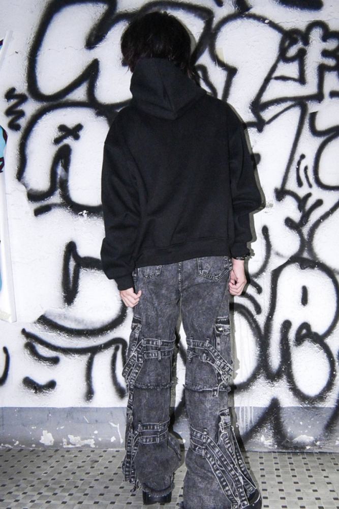 Bizzcut Club Night Knight Subculture Printed Grey Hoodie Jirai Kei Clothing