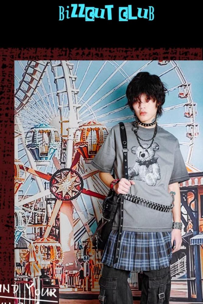 Bizzcut Club Subculture Layering Plaid Skirt Jirai Kei Clothing