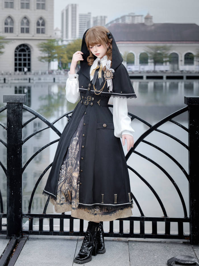 Unchartde Stars The Night Patrol Bell Classic Lolita Skirt, Blouse and Coat