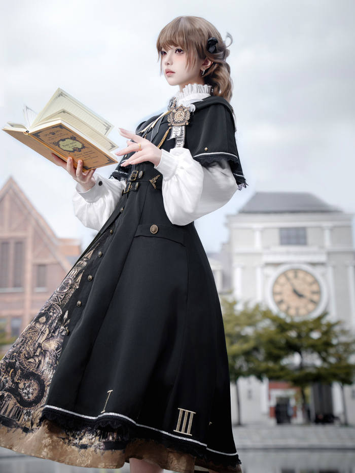 Unchartde Stars The Night Patrol Bell Classic Lolita Skirt, Blouse and Coat