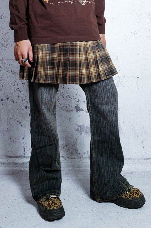 Bizzcut Club Subculture Layering Plaid Skirt Jirai Kei Clothing