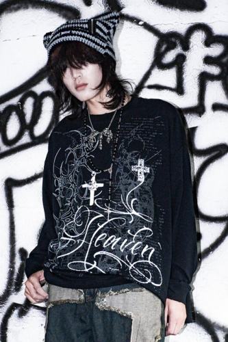 Bizzcut Club Belief Totem Rock Dark Punk Long Sleeve T shirt Jirai Kei Fashion