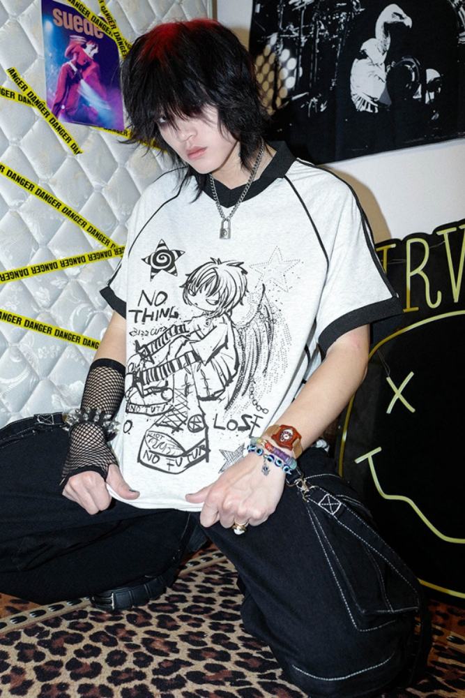 Bizzcut Club Stubborn Angel Illustration T shirt Jirai Kei Fashion
