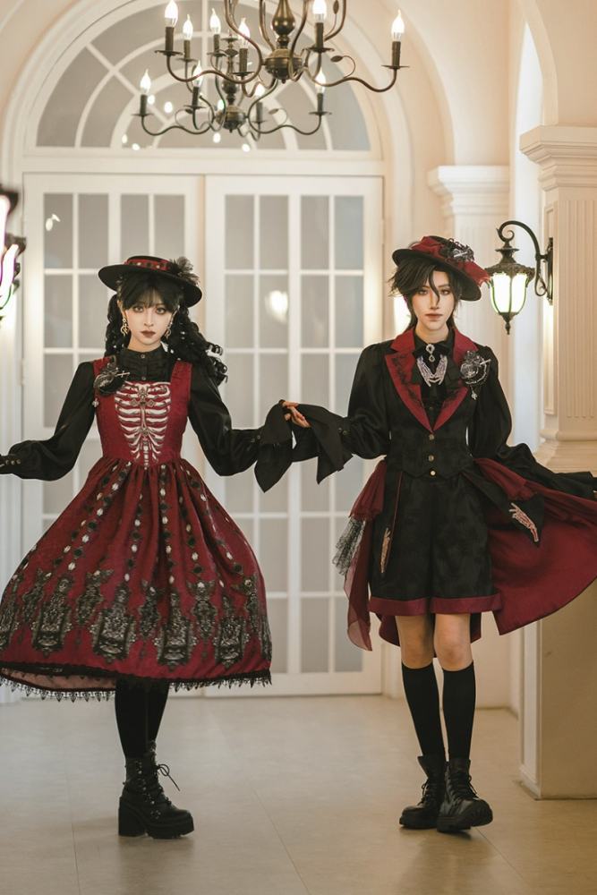 Official Miss Point ~Moonlight Return~ Gothic Lolita~ Prints Red JSK - my-lolita-dress.com