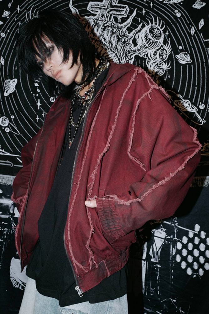 Bizzcut Club Red Memories Subculture Stitching Coat Jirai Kei Clothes