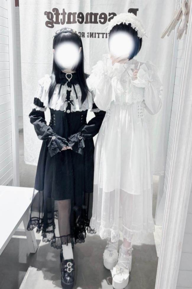 Shengzhongwei ~Cape Lacework~ Jirai Kei Double Layers Shiro Dress~