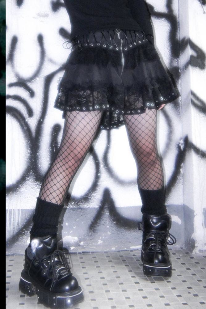 Bizzcut Club Silent moonlight ~Punk Rock~ Patchwork Jirai Kei Skirt