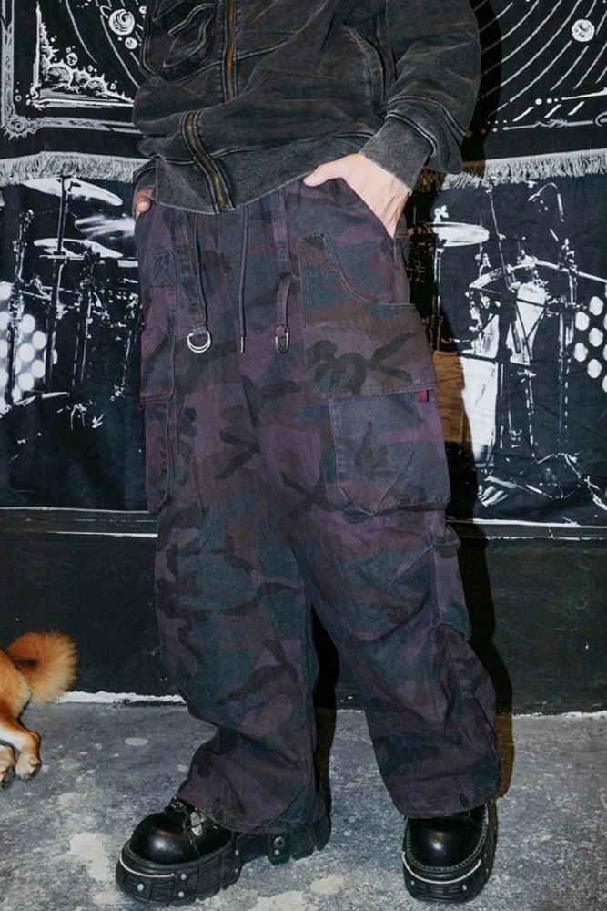 Bizzcut Club Fantasy Camouflage Purple Loose Cargo Pants Jirai Kei Clothing - my-lolita-dress.com