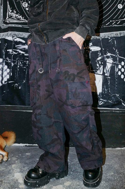 Bizzcut Club Camouflage Purple Loose Cargo Pants Jirai Kei Clothing