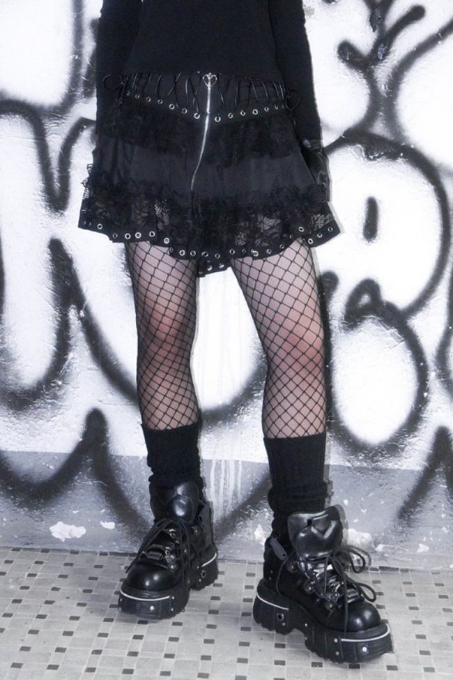 Bizzcut Club Silent moonlight ~Punk Rock~ Patchwork Jirai Kei Skirt