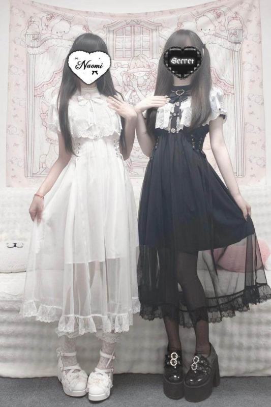 Shengzhongwei ~Cape Lacework~ Jirai Kei Double Layers Shiro Dress~