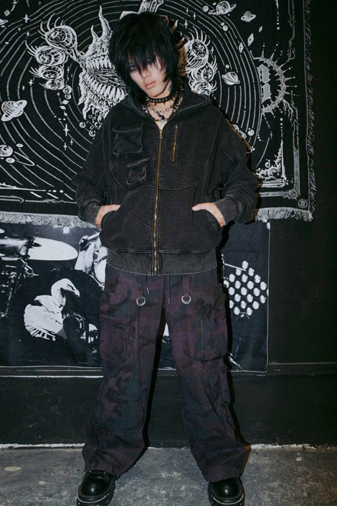 Bizzcut Club Camouflage Purple Loose Cargo Pants Jirai Kei Clothing