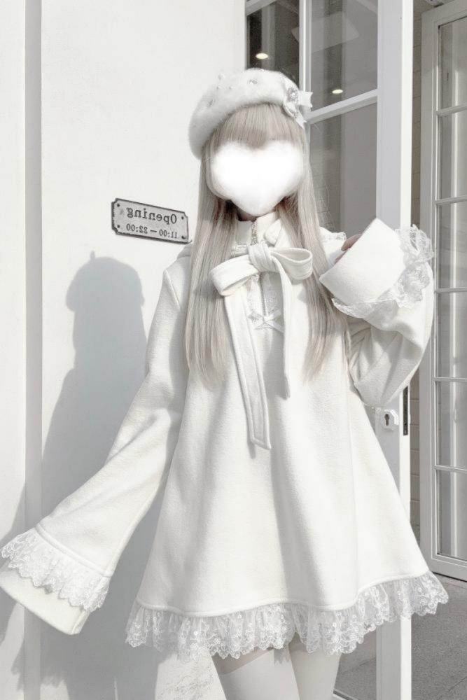 Shengzhongwei ~Rabbit Ear~ Jirai Kei Shiro Coat with Removeable Hoodie~- my-lolita-dress.com