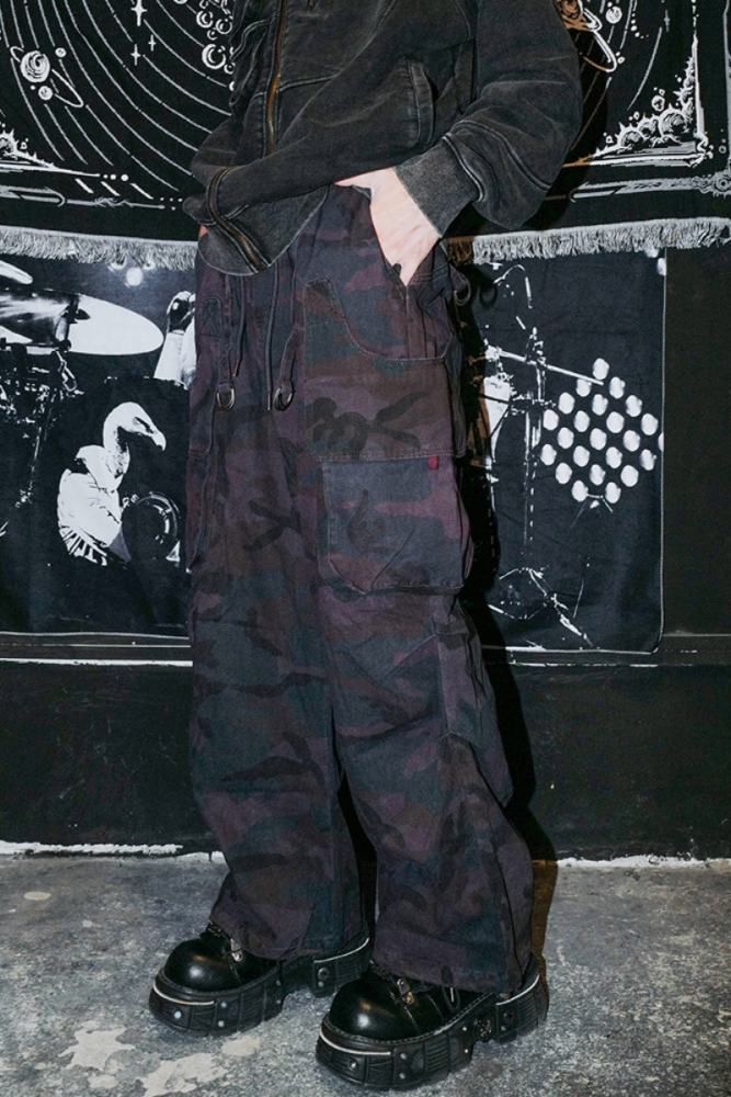 Bizzcut Club Camouflage Purple Loose Cargo Pants Jirai Kei Clothing