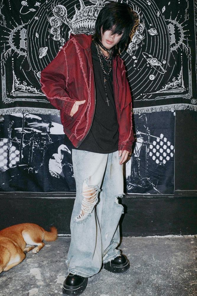 Bizzcut Club Red Memories Subculture Stitching Coat Jirai Kei Clothes