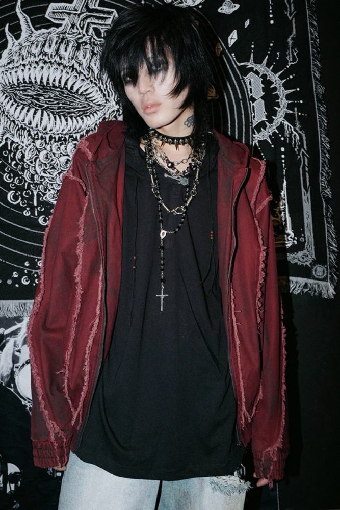 Bizzcut Club Red Memories Subculture Stitching Coat Jirai Kei Clothes