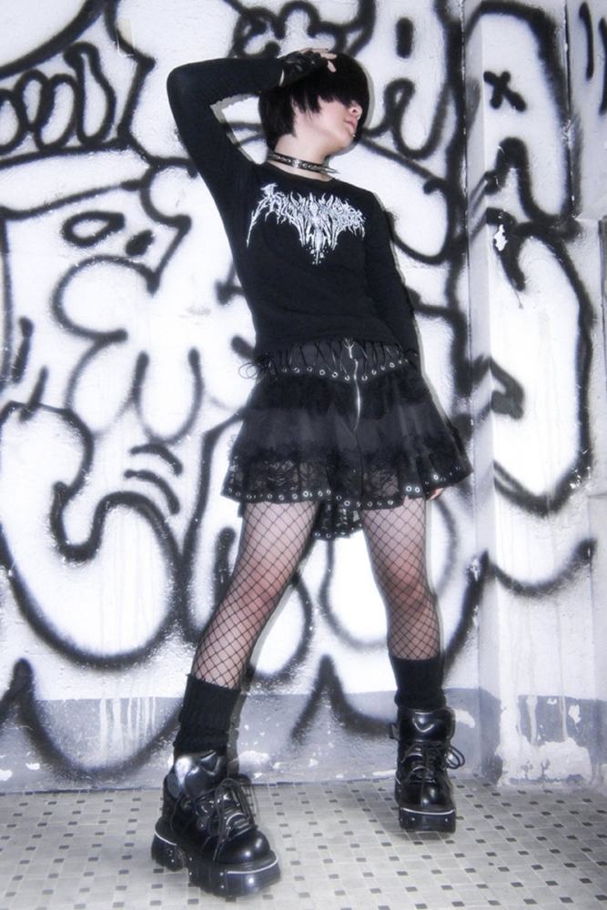 Bizzcut Club Silent moonlight ~Punk Rock~ Patchwork Jirai Kei Skirt