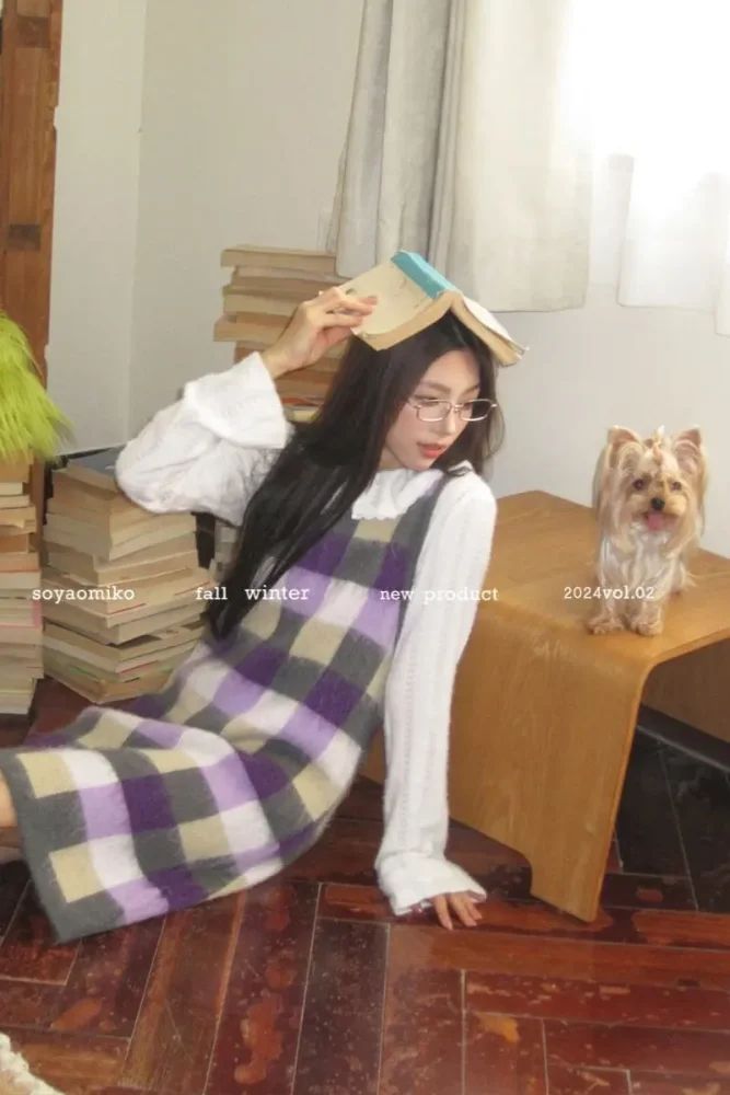 Retro Gallery Plaid Vest Dress Mori Kei Style