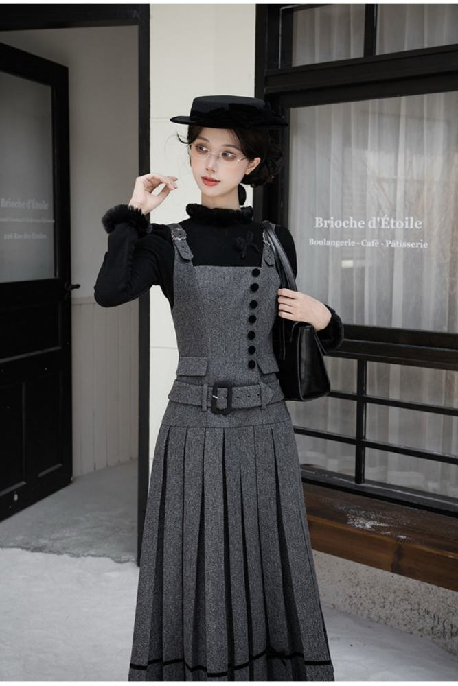 Withpuji ~Simple Style~ Hat and Bow Headdress ~Jirai Kei Grey Salopette~