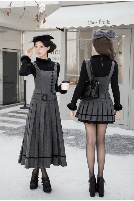 Withpuji ~Simple Style~ Hat and Bow Headdress ~Jirai Kei Grey Salopette~