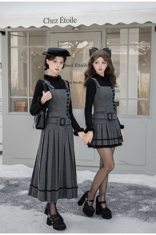 Withpuji ~Simple Style~ Hat and Bow Headdress ~Jirai Kei Grey Salopette~