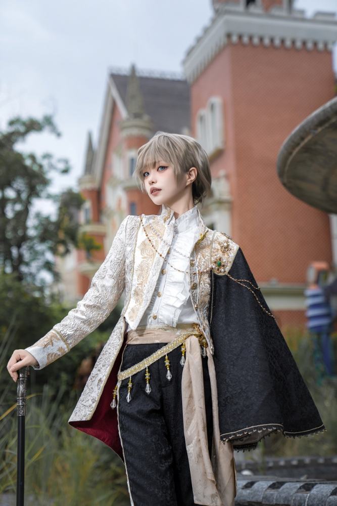 Your Highness Sword and Rose Retro ~Ouji Lolita~ Gorgeous Cape Blouse Pants and Coat