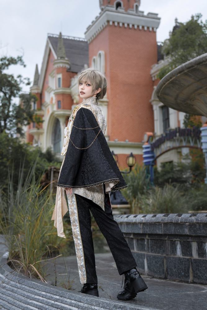 Your Highness Sword and Rose Retro ~Ouji Lolita~ Gorgeous Cape Blouse Pants and Coat