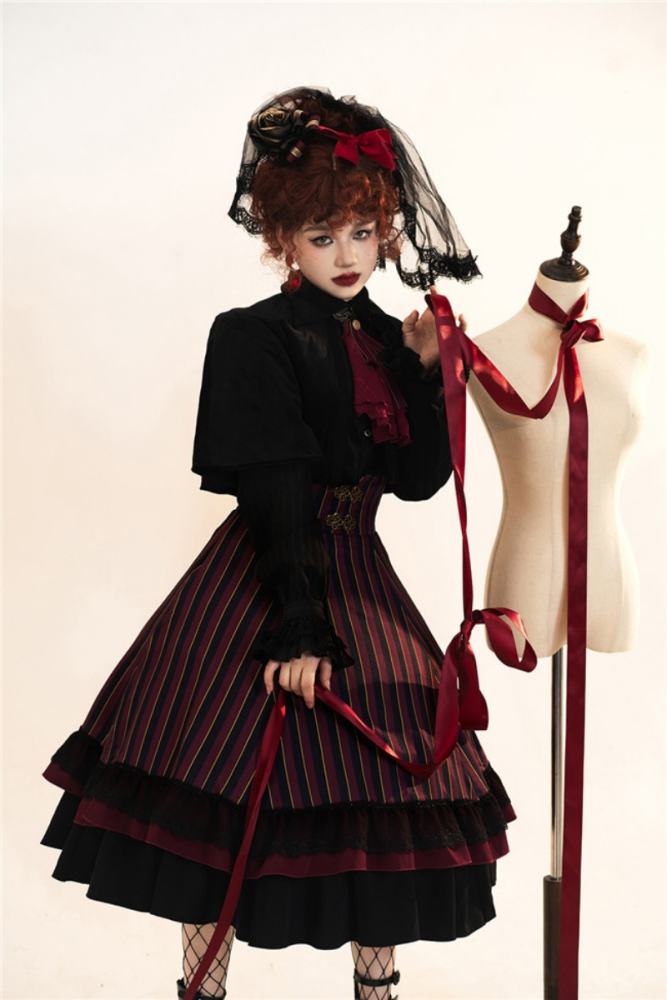 Miss Point ~The Pointe Estate Stripe High Waist Lolita Skirt