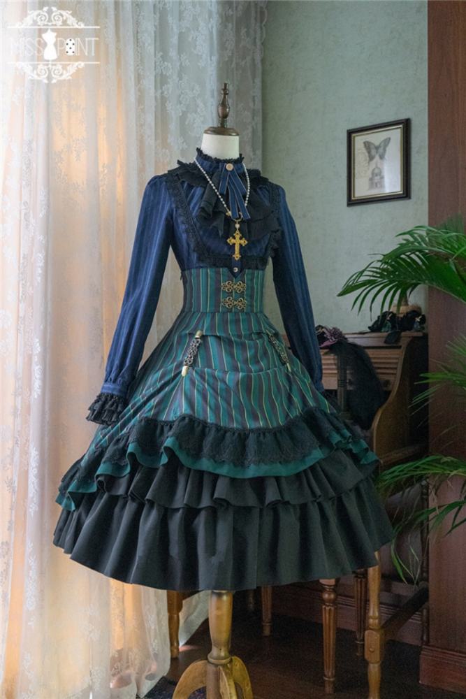 Miss Point ~The Pointe Estate Stripe High Waist Lolita Skirt