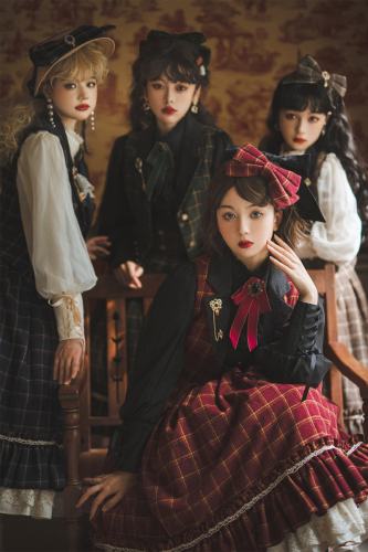 Miss Point Rose Humanoid 3.0 Gingham Vintage Lolita Vest/Skirt