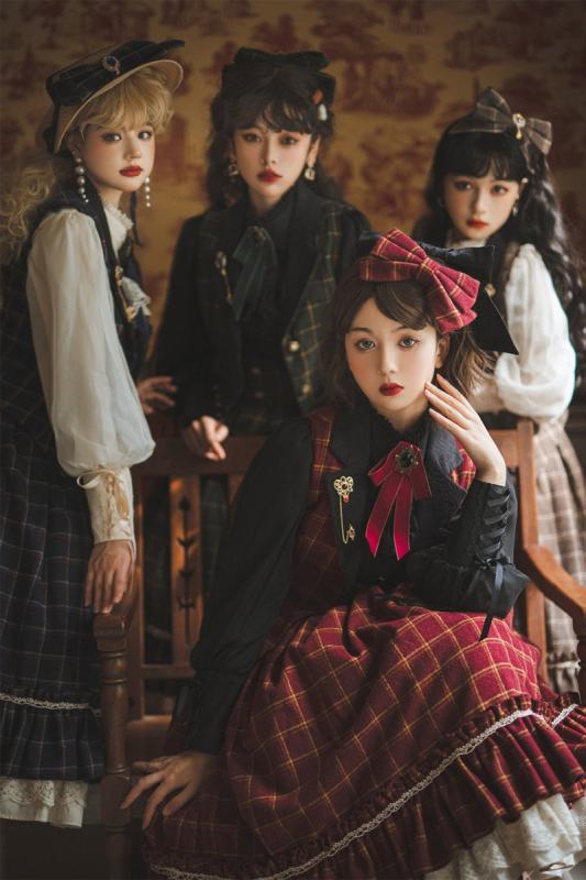 Miss Point Rose Humanoid 3.0 Gingham Vintage Lolita Vest/Skirt
