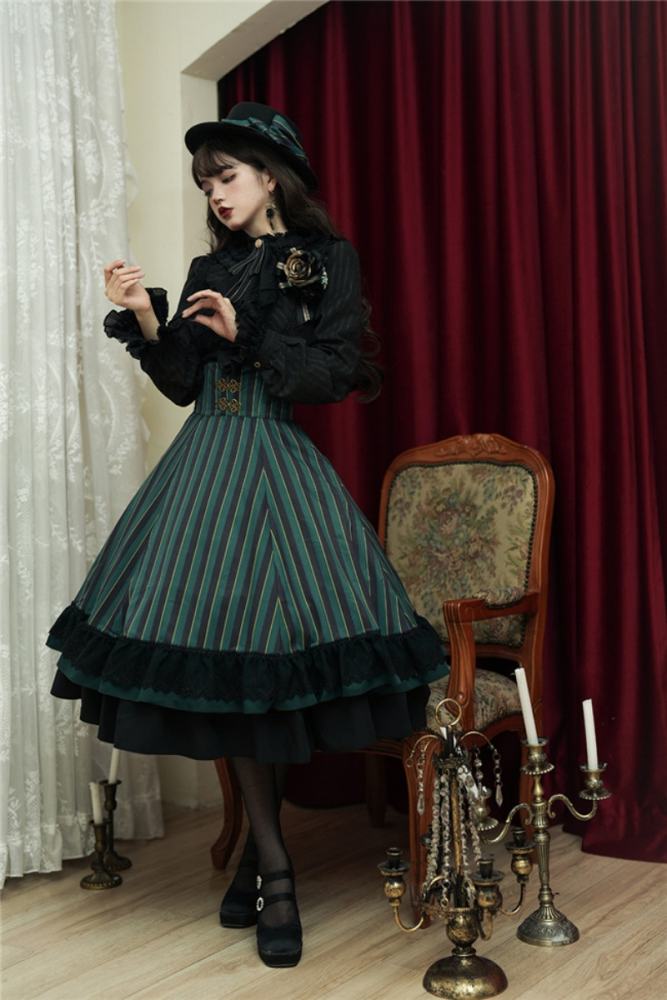 Miss Point ~The Pointe Estate Stripe High Waist Lolita Skirt