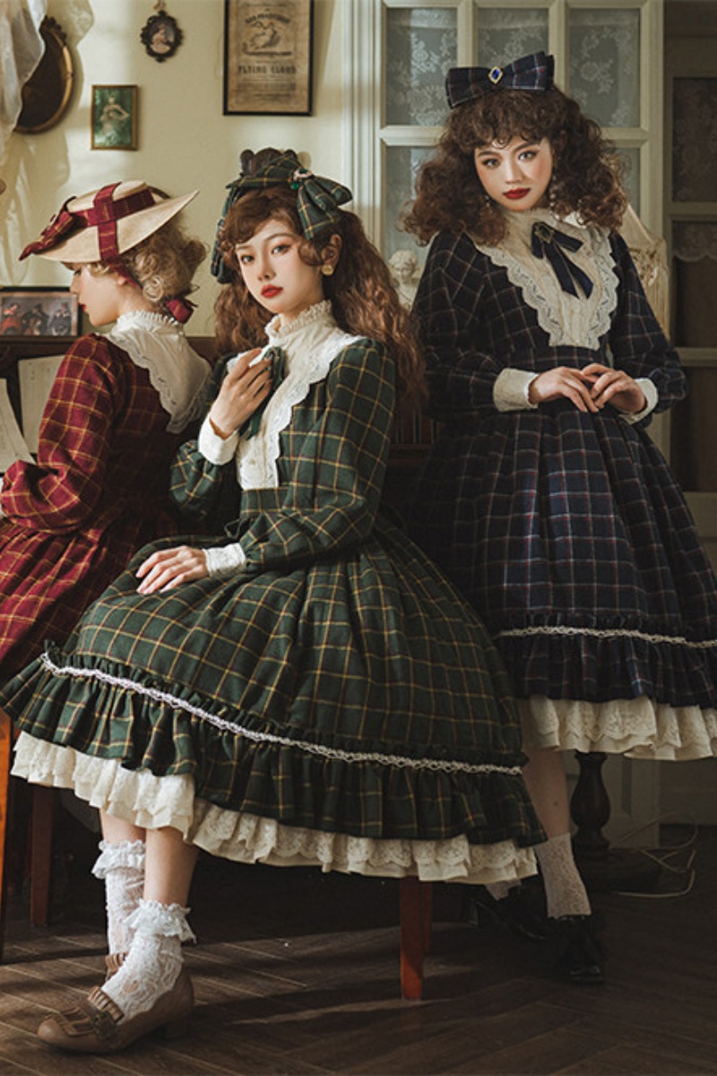 Miss Point Rose Humanoid 3.0 Gingham Vintage Lolita OP