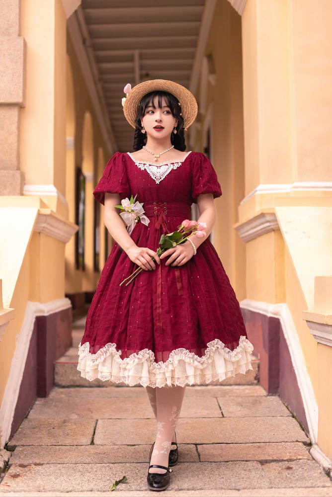 Miss Point ~Tulipa Vintage Lolita OP Short/Long Version -Pre-order