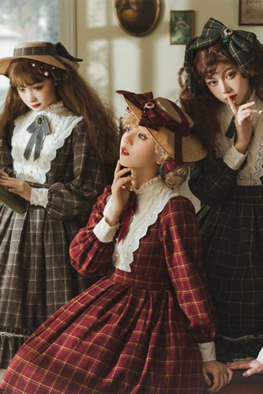 Miss Point Rose Humanoid 3.0 Gingham Vintage Lolita OP -Pre-order