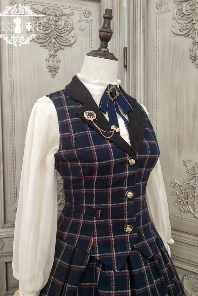 Miss Point Rose Humanoid 3.0 Gingham Vintage Lolita Vest/Skirt
