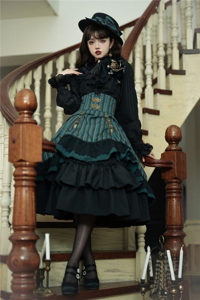 Miss Point ~The Pointe Estate Stripe High Waist Lolita Skirt