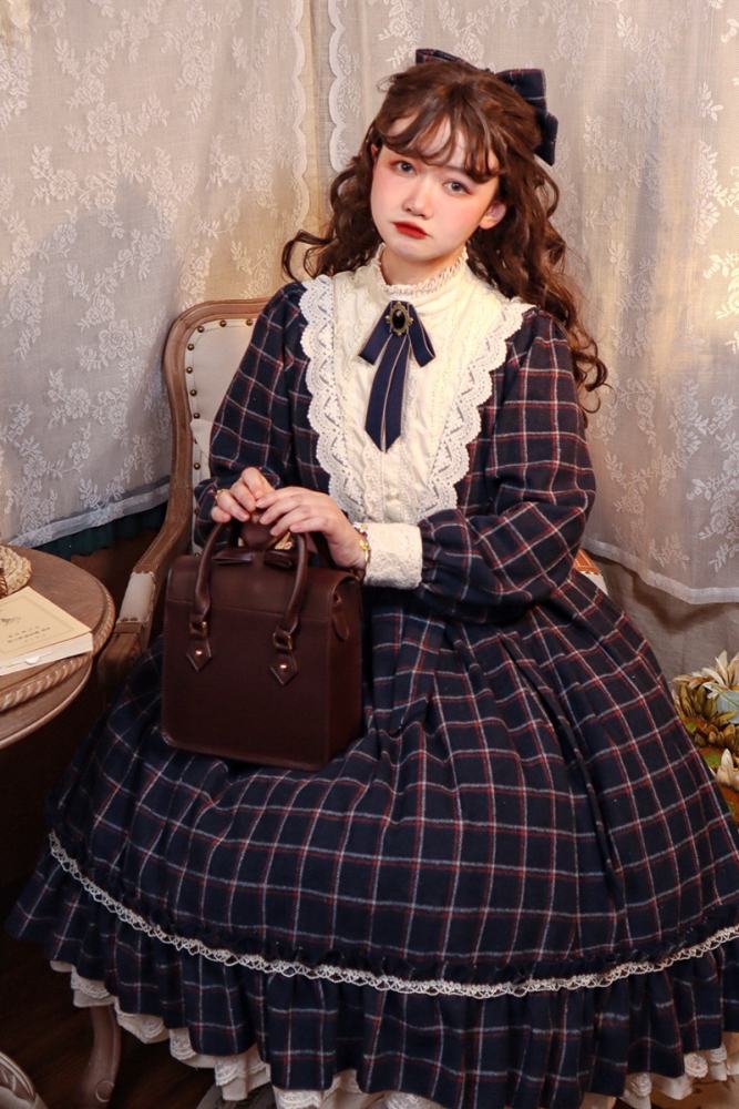 Miss Point Rose Humanoid 3.0 Gingham Vintage Lolita OP -Pre-order