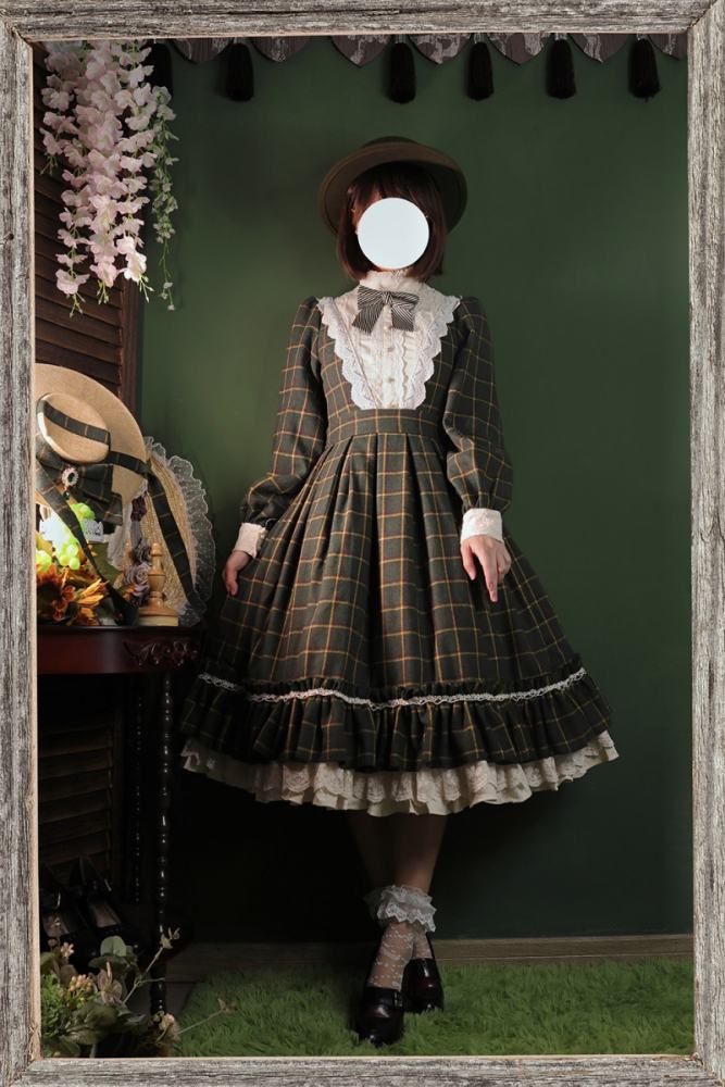 Miss Point Rose Humanoid 3.0 Gingham Vintage Lolita OP -Pre-order