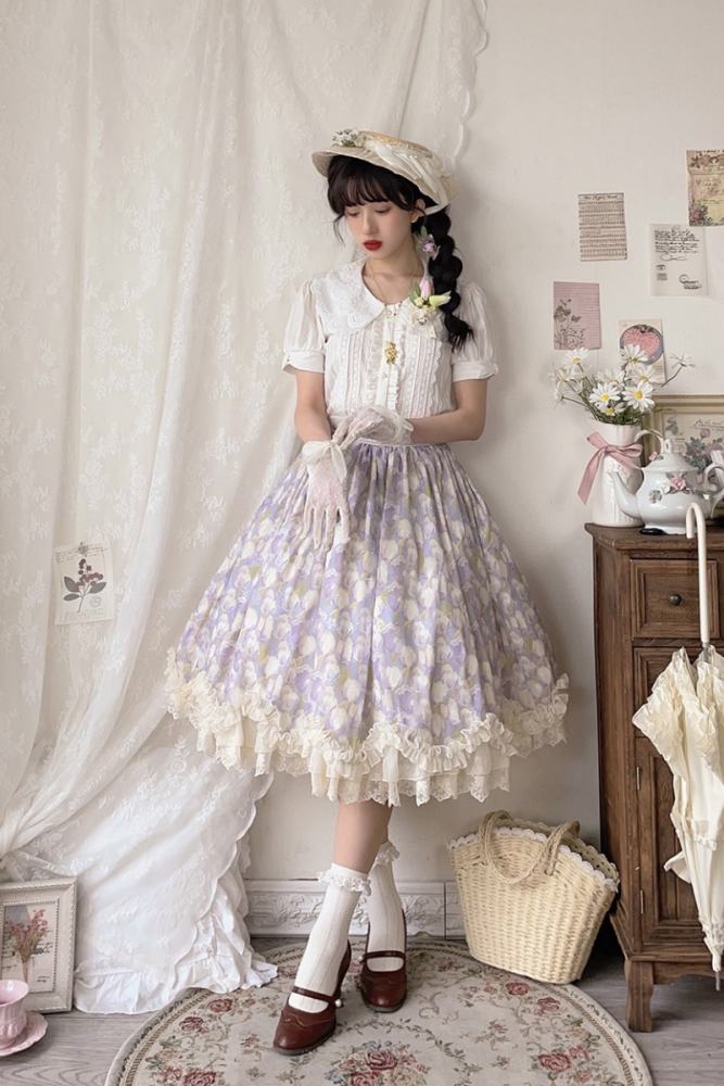 Miss Point ~Tulipa 2.0 Vintage Lolita Skirt -Pre-order