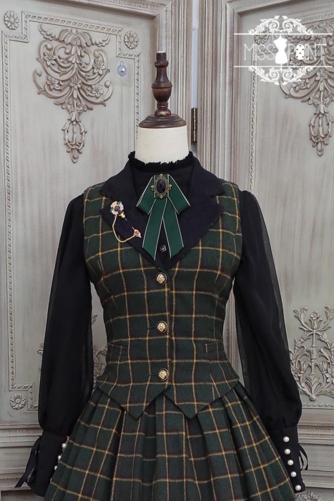 Miss Point Rose Humanoid 3.0 Gingham Vintage Lolita Vest/Skirt