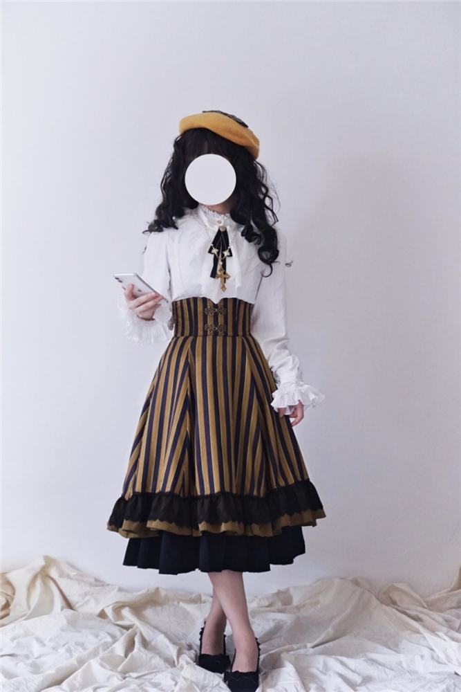 Miss Point ~The Pointe Estate Stripe High Waist Lolita Skirt